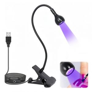 Lampe LED Ongle Mini UV 3W avec Clip et Interrupteur, Mini Lampe UV Ongles Gel Portable, Lampe UV LED Ongles pour S&eacute;chage Gel, R&eacute;paration T&eacute;l&eacute;phone, Circuits Imprim&eacute;s, USB, Angle R&eacute;glable (KeJianDeng, neuf)