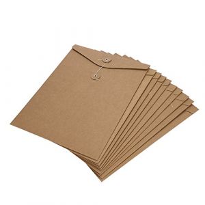 10 Pcs Pochettes de Fichier A4 en Papier Kraft Chemise de Dossier Épais avec Boucle Sac de Document Cahier Horizontal Enveloppe de Rangement Farde en Corde Durable Papeterie de Bureau École Maison (Xinxiang Optics, neuf)