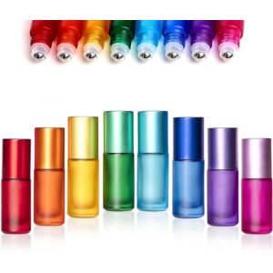 Parfumlism 8 pcs Roll on Vide 5ml,Mini Roll on Huiles Essentielles Vide coloré,Tube Roll on Vide, Recharge roller pour Aromathérapie,Parfum, Massage (YaPaide, neuf)