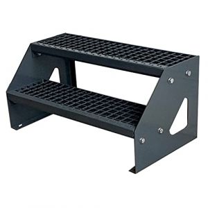 Premium Caillebotis acier Escalier à limon 2 Marches Autoportant Entièrement galvanisé et Anthracite Revêtu par poudre - Dimensions (L x l x H) 44cm x 80cm x 38cm (DF-Shopping GmbH, neuf)