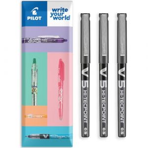 Pilot V5 Hi-Tecpoint Lot de 3 stylos roller &agrave; pointe fine de 0,5 mm Noir (OMGHC., neuf)