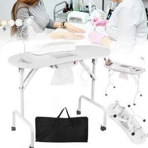 Table à Ongles, Table Manucure Pliable Table Manucure Avec Aspiration 90x44x72cm Table Manucure Avec Aspirateur à Ongles Table Manucure Mobile Avec Lampe à Ongles à Clip LED USB Variable Sac Transport (ignoremexi, neuf)