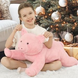 MorisMos Gros Cochon Doudou XXL Peluche, 80 cm de long, &eacute;norme porcelet peluche, peluche mignon, cadeau pour anniversaire et No&euml;l des enfants (Lanmore, neuf)