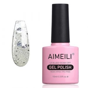 AIMEILI Vernis Semi Permanent 10ML Argent Paillet&eacute;, Vernis &agrave; Ongles Gel UV LED Gel Polish Soak Off Manucure - Marbr&eacute; (034) (SW Co., Ltd, neuf)