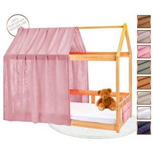 Lovely Hippo Toile de Lit Cabane 100% Coton - Ciel de Lit Cabane pour Lit Montessori 80x160, 90x200 cm - Tissu Oeko-Tex Gots (Pétale/Or, 120 x 370 cm + Pochette de Rangement) (VRC Products France, neuf)