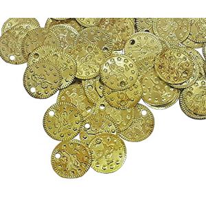 Lot de 100 pièces de monnaie en métal avec motif ottoman Tugra Paillettes 15 mm Bijoux Charms pour ceinture, pièces de monnaie, bijoux de cheveux, oriental, coiffure, costume de danse du ventre (doré) (Perlinshop, neuf)