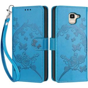 Coque pour Samsung Galaxy J6 2018, Coque Samsung Galaxy On6, Etui Protection Housse Premium Cuir de Portefeuille en Fermeture Magn&eacute;tique Flip Case pour Samsung Galaxy J6 2018 / On6 Coque (Bleu) (DIKAS, neuf)