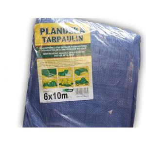 B&acirc;che Tarpaulin - Avec anneaux en m&eacute;tal - 6 x 10 m - Pour protection solaire, hamac, tente - Imperm&eacute;able, portable et l&eacute;g&egrave;re - Pour camping, randonn&eacute;e en ext&eacute;rieur, recouvrir le toit d'une voiture (Skirmantas, neuf)