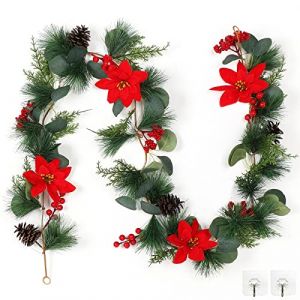 SOMYTING Guirlandes No&euml;l de Baie Guirlande No&euml;l de Baie, Artificielles Houx Sapin Guirlande de Deco avec Pomme de Pin Aiguille de Pin pour d'hiver Nouvel an D&eacute;coration (BGX-EU, neuf)