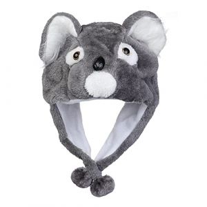 JK Home Bonnet Animaux Chapeau Ski Peluche Adulte Enfant Echarpe Capuche Oreilles Déguisement Cosplay Chien Gris (JK Happy Shopping, neuf)