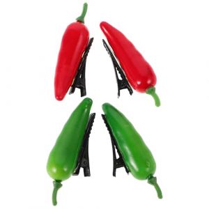 PENIKOKO Lot de 4 Pinces &agrave; Cheveux Piment et L&eacute;gumes en Plastique Color&eacute;, Clips Alligator Mignons pour Femmes et Filles, Accessoires Coiffure Amusants et Originaux Maintien S&ucirc;r au (xinshengzhan, neuf)