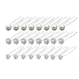 24pcs Épingles à Cheveux de Mariage,Accessoire Cheveux en Strass Perle,Pince Cheveux Fleurs en forme de U,Mariée forme bijoux de cheveux,Cheveux Mariage Strass Barrette Epingle Cheveux Mariage Perle (YiXuTag Store, neuf)