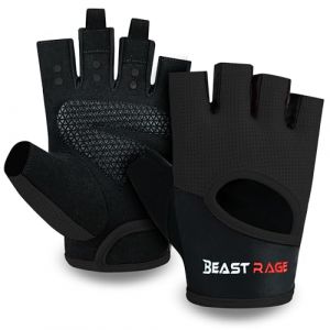 BEAST RAGE Gants de Fitness Respirants pour Hommes et Femmes Gants d'halt&eacute;rophilie Bodybuilding Gym Exercice Anti-d&eacute;rapant Crossfit Musculation Cycling (Noir, M) (SAWANS, neuf)