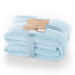 DecoKing Couette en Microfibre Couverture Polaire Plaid Couvre-lit Polaire Doux de Style scandinave Henry, Microfibre Bleu Clair 70x150 cm (shop_decoking, neuf)