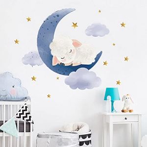 Mignon mouton endormi chambre d'enfants stickers muraux enfants chambre vinyle d&eacute;coration murale maternelle b&eacute;b&eacute; chambre d&eacute;coration stickers muraux 65 * 72cm (good  l, neuf)