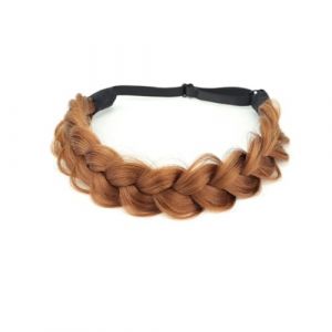 Serre-t&ecirc;te r&eacute;glable tress&eacute; extensible en cheveux synth&eacute;tiques dor&eacute;/marron/noir (Big 7) (WANGJZNB, neuf)