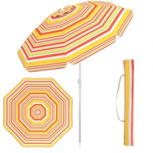 GOPLUS 198CM Parasol Déporté de Plage,Parasol Inclinable pour Patio Jardin Balcon Piscine Plage Plusieurs Angles, 8 Baleines en Acier,avec UV Protection,2M(H) (Jaune) (Augenstern24, neuf)