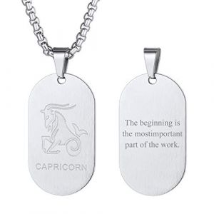 Custom4U Collier Personnalisé Prénom Plaque Signe Astrologique Capricorne Pendentif Zodiaque (Custom4U Store, neuf)