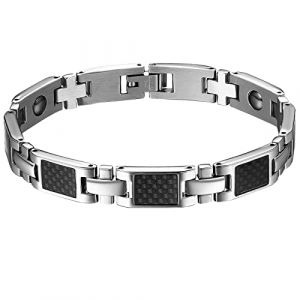 OIDEA Bracelet Aimant&eacute; Homme Acier Inoxydable Incrustations de Fibre Carbone Noire avec Sac Cadeau pour Cadeau de Saint Valentin/Cadeau de f&ecirc;te des p&egrave;res/Cadeau d'anniversaire-Cadeau fete des peres (Oidea Jewellery, neuf)
