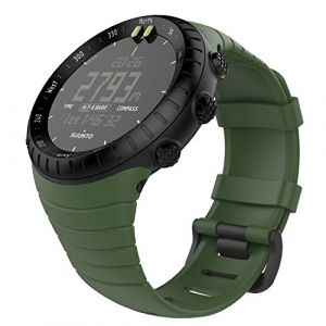 MoKo Bracelet Suunto Core, Bracelet de Remplacement Souple avec Fermoir Métal pour Suunto Core SmartWatch, avec Connecteur de Bielle, Tour de Poignet5.51-9.06" (140mm-230mm), Vert d''armée (KnoWhite, neuf)