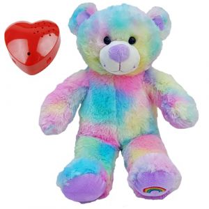 Ours en peluche magique arc-en-ciel enregistrable – 40 cm – Splodge Teddy Parties – Enregistrez un message de 60 secondes et envoyez un ours – Bébé ours en forme de cœur (Splodge Teddy Parties, neuf)
