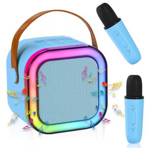 Micro Karaoke Enfant,Microphone Karaoké sans FI,Machine de karaoké avec 2 Microphones,Portable Bluetooth Karaoké Machine,Jouet de Machine Karaoké avec LED Lumière pour Enfant Adulte (Kiwi e-commerce & Consultancy OÜ, neuf)
