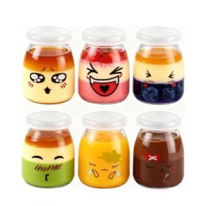 Fllibert&eacute; 6 Pots Yaourts avec Couvercle, 150 ML/106 GR Pot en Verre Yaourt, petit Pot en Verre avec Couvercle pour Yaourt Maison, Desserts Maison, Puddings, Compotes (AYing, neuf)