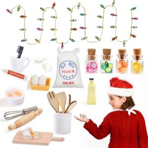 Objet Miniature Accessoire Maison de Poupee Kit, FUKPO Mini Cuisine Objets Miniatures pour Maquette 1/12 Accessoires Maison de Poupée Decoration Farine Bois Meubles Pot en Verre Fruits Guirlande (KTILES STORE, neuf)