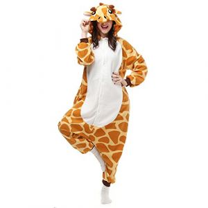 BGOKTA Pyjama Animaux Adulte Girafe Costume Cosplay Unisexe Onesies V&ecirc;tements De Nuit Halloween Animal Pyjama Femme Homme,L (Maikewo-EU, neuf)