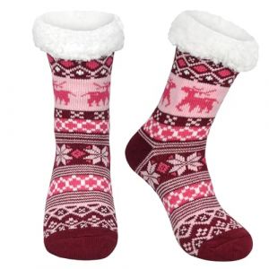 KOOOGEAR Chaussettes douillettes pour femme - Chaussettes épaisses antidérapantes - Chaussettes de lit moelleuses - Chaussettes de sol - Chaussettes de maison pour Noël, rouge, 37/42 EU Large (kuishi eu, neuf)
