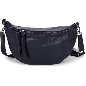 styleBREAKER Sac &agrave; bandouli&egrave;re pour femme en forme de croissant, bandouli&egrave;re r&eacute;glable et amovible, sac &agrave; main uni 02012386, couleur:Bleu nuit (styleBREAKER, neuf)