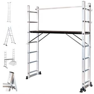 HOSTRÖM Echafaudage Roulant SCAFFOLDAX2X7, échafaudage Jardin et Pliant Multifonction 4 en 1, echelle 2 Plans, H Max Travail 4,74m, Garantie 5 Ans (Kobleo, neuf)