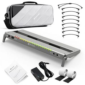 Vangoa P&eacute;dalier de guitare avec alimentation isol&eacute;e int&eacute;gr&eacute;e, VPPD-S Petit p&eacute;dalier de guitare &eacute;lectrique portable et pliable en aluminium avec sac de transport, 1,3kg, gris (GeyueMusic, neuf)