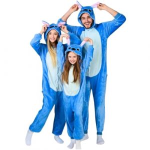 nerd hunters Pyjama jaune Kigurumi Onesie Costume pour adultes &ndash; Costume unisexe, tailles S-XL (Lilo & Stitch Bleu, L) (nerd hunters, neuf)