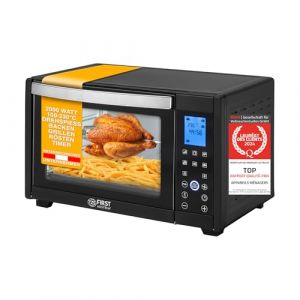 TZS First Austria Mini Four électrique, 30L, Four à convection 1600 Watt, affichage Digital, Four électrique compact, Grille et Plaque de Four, Double Vitrage, Minuterie 60 min, Noir (TZS First E Commerce GmbH, neuf)