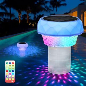 Vankarr Diffuseur Chlore Piscine avec Lumière Solaire LED, Flotteur Chlore Piscine avec Télécommande, Distributeur de Chlore pour Piscine Diffuseur Spa (Gazmoonwalk Trade Kft., neuf)