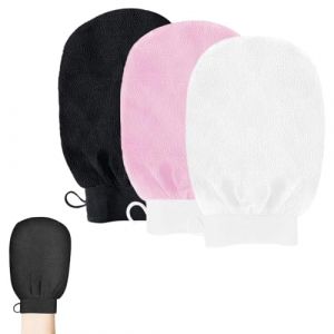 GGUFAY 3 Pcs Gant Exfoliant Corps,Gants de Gommage pour Hommes et Femmes,Gant Pour Hammam, Nettoie Et Purifie La Peau Et &Eacute;limine Les Cellules Mortes, Gommage naturel Et Efficace (Rfervgauk, neuf)