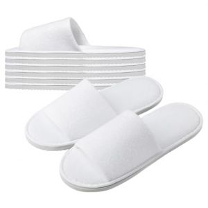 Taimimy Lot de 10 paires de pantoufles jetables blanches pour h&ocirc;tel, pour femmes et hommes, pantoufles antid&eacute;rapantes &agrave; usage unique, pantoufles jetables, pantoufles pour invit&eacute;s, orteils ferm&eacute;s (Bennsong, neuf)