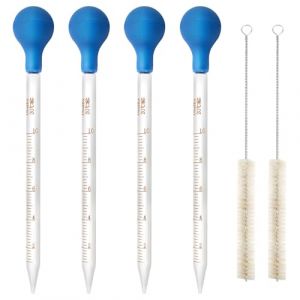 4 Pièces Pipettes, 10ml Pipette Graduée en Verre, Compte Goutte avec 4 Bouteilles à Aspiration en Caoutchouc Pour et 2 Brosse de, Compte Gouttes Pipette, Pour Pharmacie, Parfum, Laboratoire (NOKWOCY TRADE Kft., neuf)