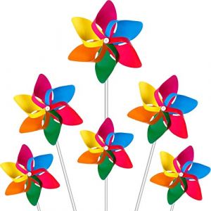 Modou Lot de 20 moulins &agrave; Vent en Forme de Moulin &agrave; Vent pour Jardin et Enfants - Design Arc-en-Ciel - R&eacute;sistant aux UV et aux intemp&eacute;ries - D&eacute;coration de Jardin, Articles de f&ecirc;te et r&eacute;pulsif (Modou Store, neuf)