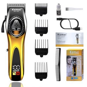 KEMEI Tondeuse &agrave; cheveux professionnelle pour homme, 9 000 tr/min, rechargeable sans fil, avec &eacute;cran LED, cadeau pour homme (Kemei Professional Clippers, neuf)