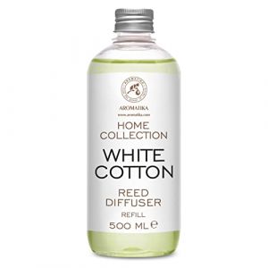 Recharche Diffuseur de Parfum Coton Blanc 500ml - B&acirc;tonnets de Parfum - Desodorisant Maison - Parfum Ambiance - Diffuseur &agrave; Roseaux - Diffuseur de Parfum Frais (AROMATIKA trust the power of nature, neuf)