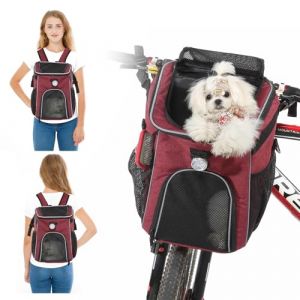 PETCUTE Sac &agrave; Dos Chat Chien,Multifonction Panier de V&eacute;lo pour Chien avec Lumi&egrave;re Amovible,R&eacute;fl&eacute;chissant Sac de Transport pour Chiens avec Poches Lat&eacute;rales,pour Voyage Camping (ZHI-INNOVATIVE LTD, neuf)