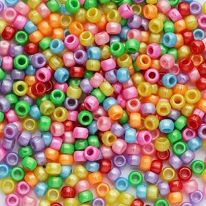 Lot de 1000 perles color&eacute;es de 6 x 9 mm &agrave; enfiler - Grand trou - Perles de bricolage en acrylique (BALABEAD FR, neuf)