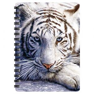 3D LiveLife Bloc-note - Le Repos du Tigre Blanc de Deluxebase. Carnet à Spirale A6 Art Lenticulaire 3D Fauves pages vierges en papier recyclé. Illustration licence artiste renommé David Penfound (DELUXEBASE, neuf)