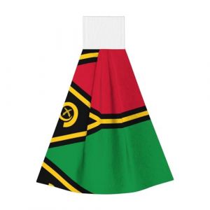 Serviette à suspendre en polaire corail pour enfants et adultes, salle de bain et cuisine, serviette à suspendre drapeau du Vanuatu super absorbante (yangxiqiangbaihuo, neuf)