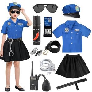 Luckyou Deguisement Policier Enfant Costume Policier avec Accessoires D&eacute;guisement Police Fille pour Carnaval Halloween Anniversaire NO&Euml;L Cosplay-L (chenzhiweimaoyi, neuf)