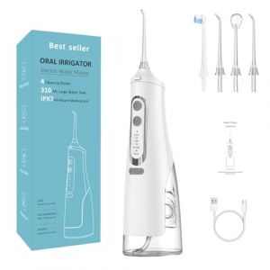 Oryzom Hydropulseur Sans Fil pour un Soin Dentaire & Buccal Optimal, 5 Modes & 4 Embouts, R&eacute;servoir de 300 ml, &Eacute;tanch&eacute;it&eacute;, Jet Dentaire Portable pour un Voyage et &agrave; la Maison (Noir) (Serria, neuf)