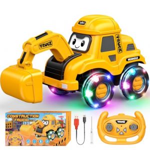 HappyGoLucky Voiture Telecommand&eacute; Enfant Jouet Garcon 3-8 Ans, Tractopelle & Pelleteuse T&eacute;l&eacute;command&eacute;e avec Lumi&egrave;re et Son, 2.4GHz Camion Telecommande, Voiture Bebe Cadeaux de No&euml;l Enfants (L'Univers Jeux, neuf)