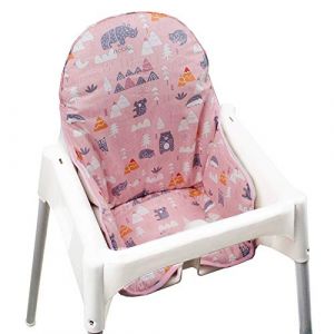 ZARPMA Housses de Siège en Coton Compatible pour Chaise Haute Ikea Antilop - Surface et Rembourrage en Coton, Motif Forêt, Pliables (Rose) (Ripe, neuf)